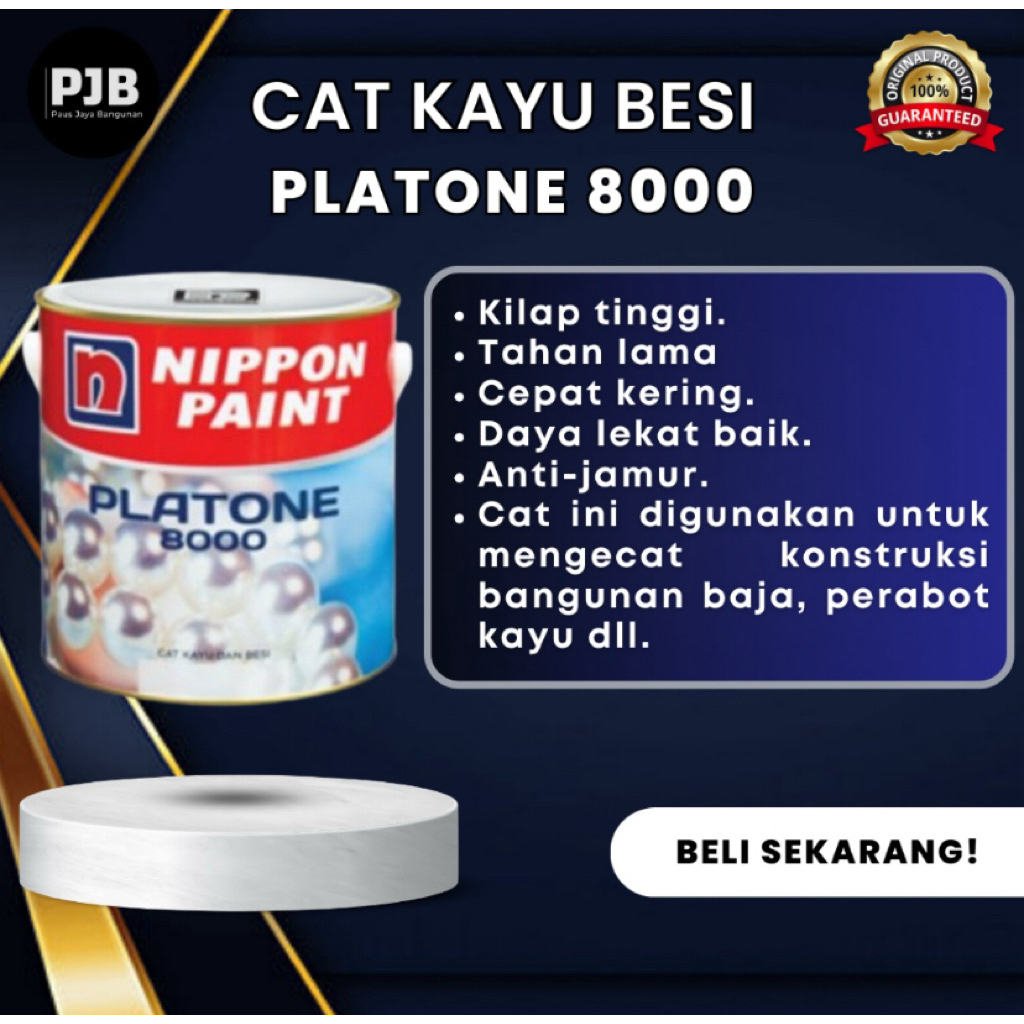 (WARNA PUTIH) 3,75 Liter Nippon Platone 8000 warna putih