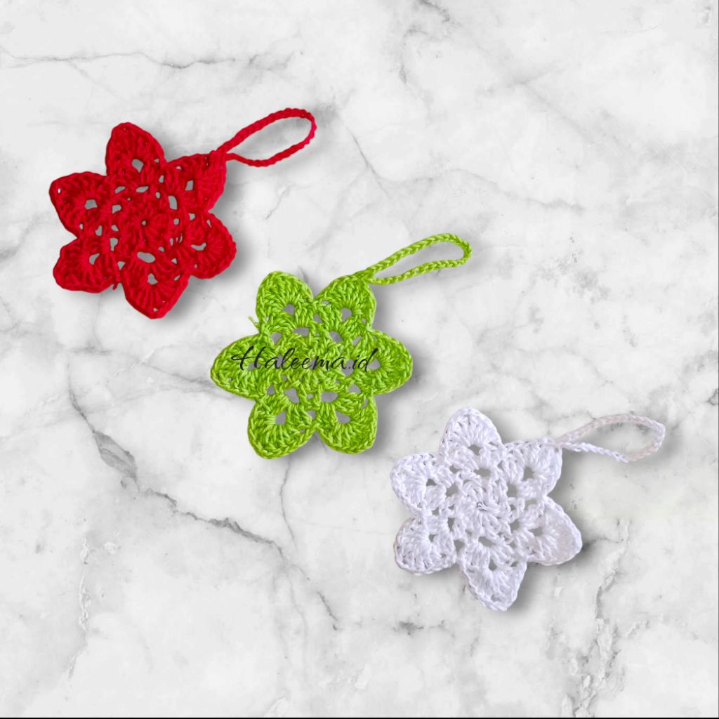 REALPIC APLIKASI RAJUT ORNAMEN POHON NATAL MURAH BISA REQUEST WARNA