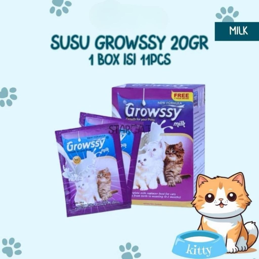 GROWSSY SUSU BAYI ANAK KUCING 0 2 BULAN KITTEN PENGGANTI ASI PENGGEMUK