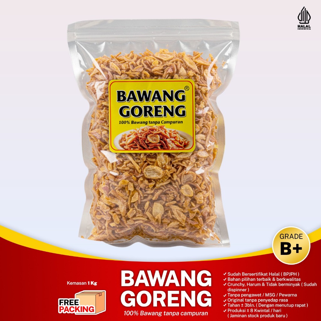 

BAWANG MERAH GORENG ASLI KEMASAN 1KG