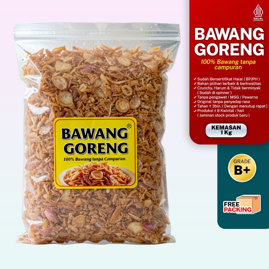 

[ 1 Kg ] BAWANG MERAH GORENG PREMIUM/ BRAMBANG GORENG MURAH