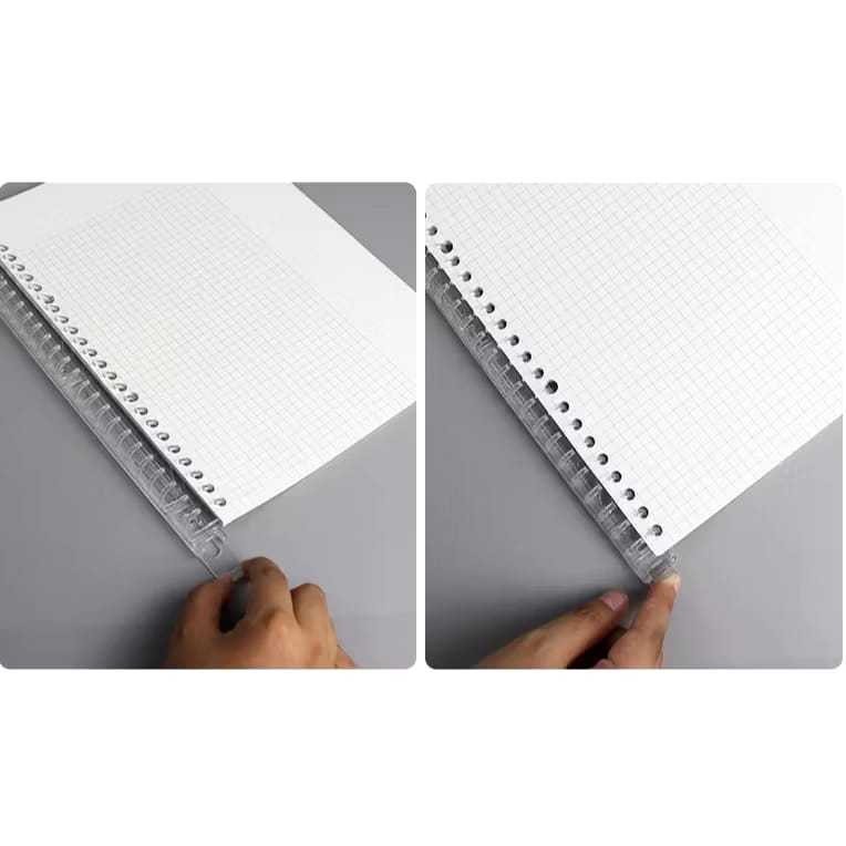 

BINDER NOTE BUKU BINDER MIKA TRANSPARANT A5, B5 LINE GRID DOTTED BLANK ISI LOOSE LEAF 25LEMBAR BAHAN BOOKPAPER