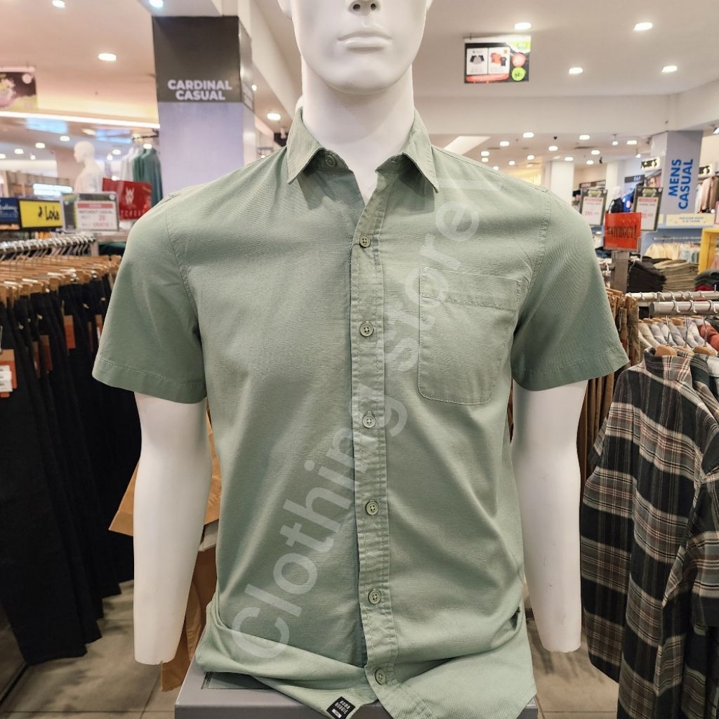 BOMBBOOGIE ORIGINAL kemeja pria lengan pendek hijau 22914B5DH