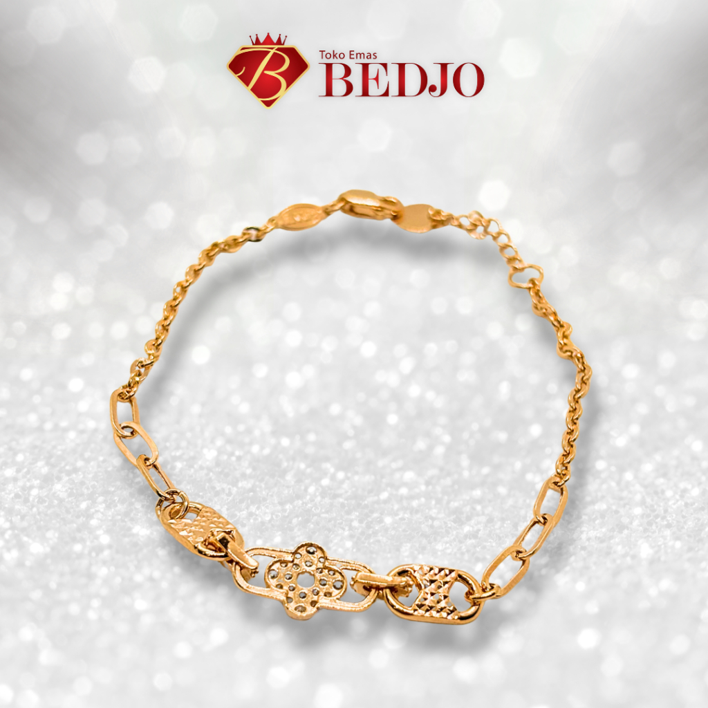 Gelang Emas Rantai Bunga Oval | Perhiasan Emas Gelang Rantai | Jewelry Gelang Rantai Bunga Estetik