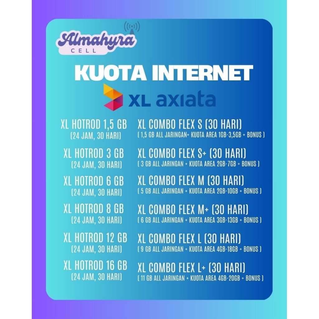 Paket Data Internet XL / Kuota Internet / Harga Murah