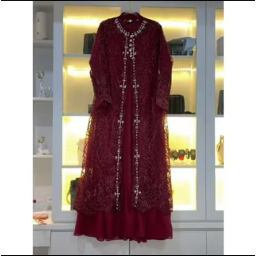 Maura Dress Kondangan Gaun Muslimah Elegan kekinian Gamis Simple Modis untuk acara Formal