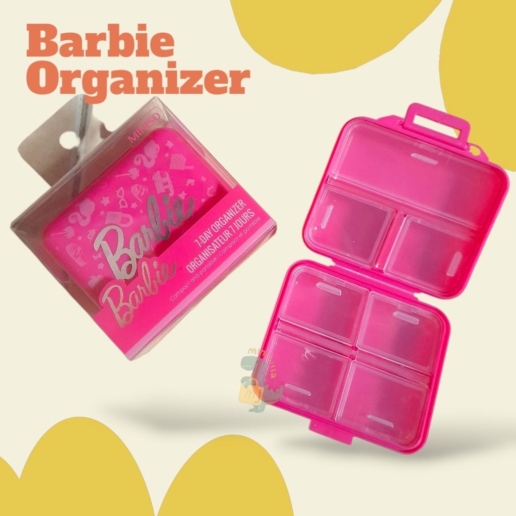 Miniso Barbie 7 days Organizer Storage Kotak Penyimpanan Multifungsi Kotak Obat