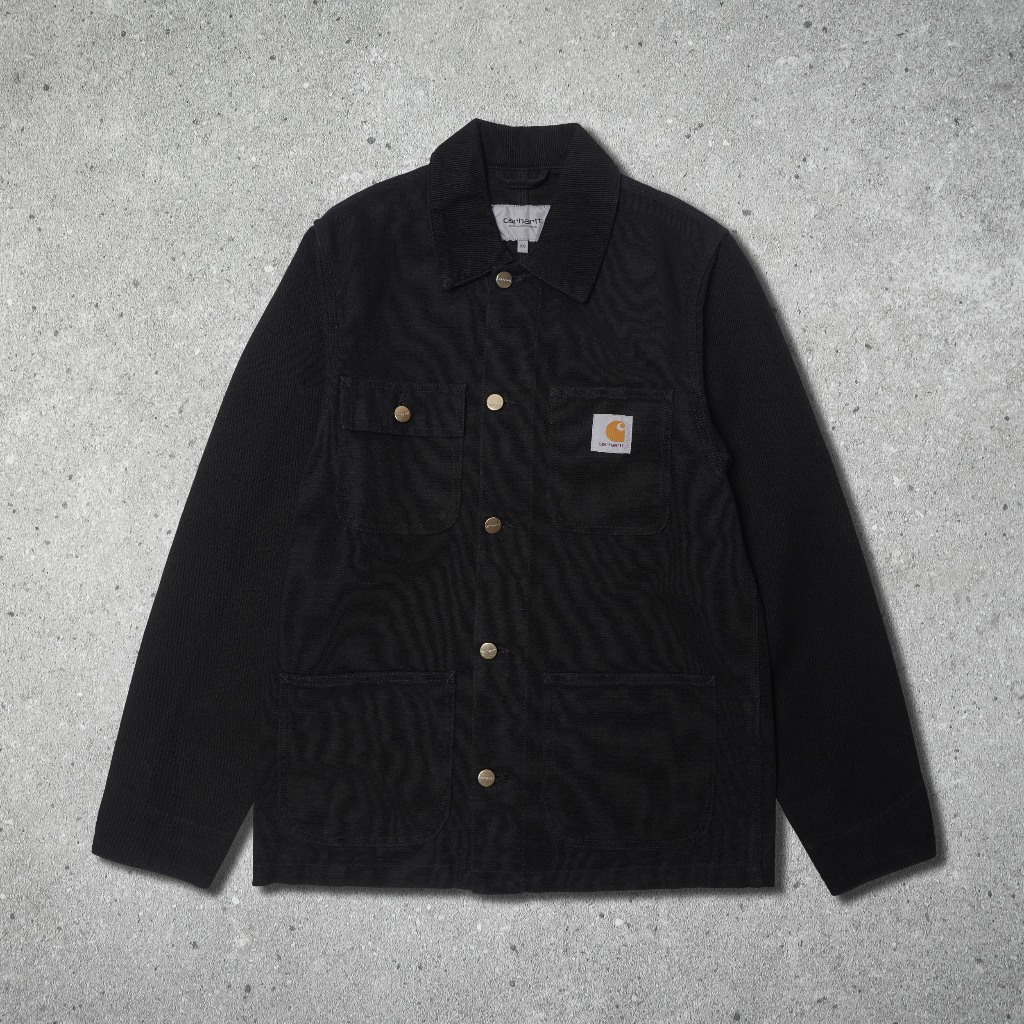 Jaket Carhartt WIP - Michigan Corduroy Trimmed Organic Cotton Canvas Chore - Black
