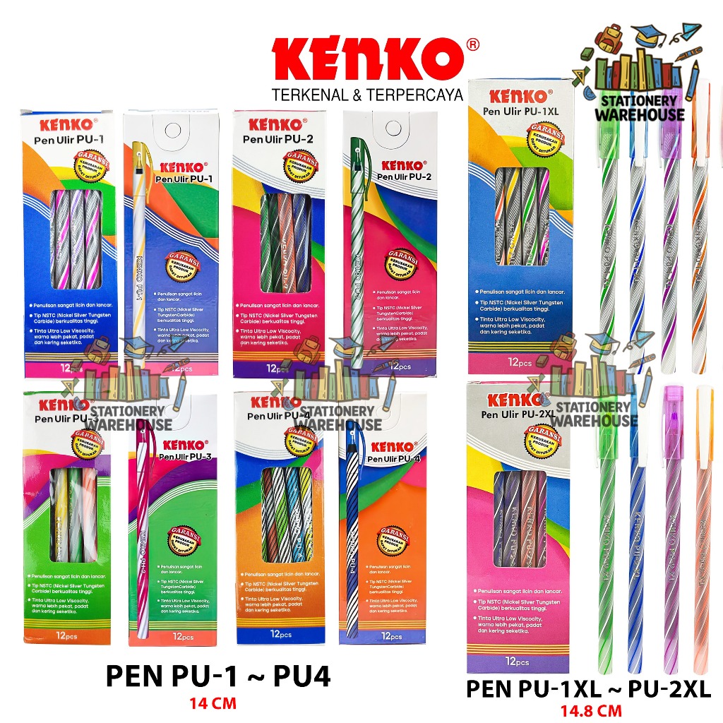 

Ball Pen / Pulpen / Pena KENKO Pen Ulir PU-1 PU-2 PU-3 PU-4 PU-1XL PU-2XL / 1 BOX 12 PCS / 1 Lusin / 0.5 mm