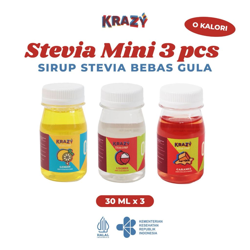 

KRAZY Sirup Stevia Mini Pemanis Alami Syrup Diet Bebas Gula Sugar Free 30 ml x 3 pcs