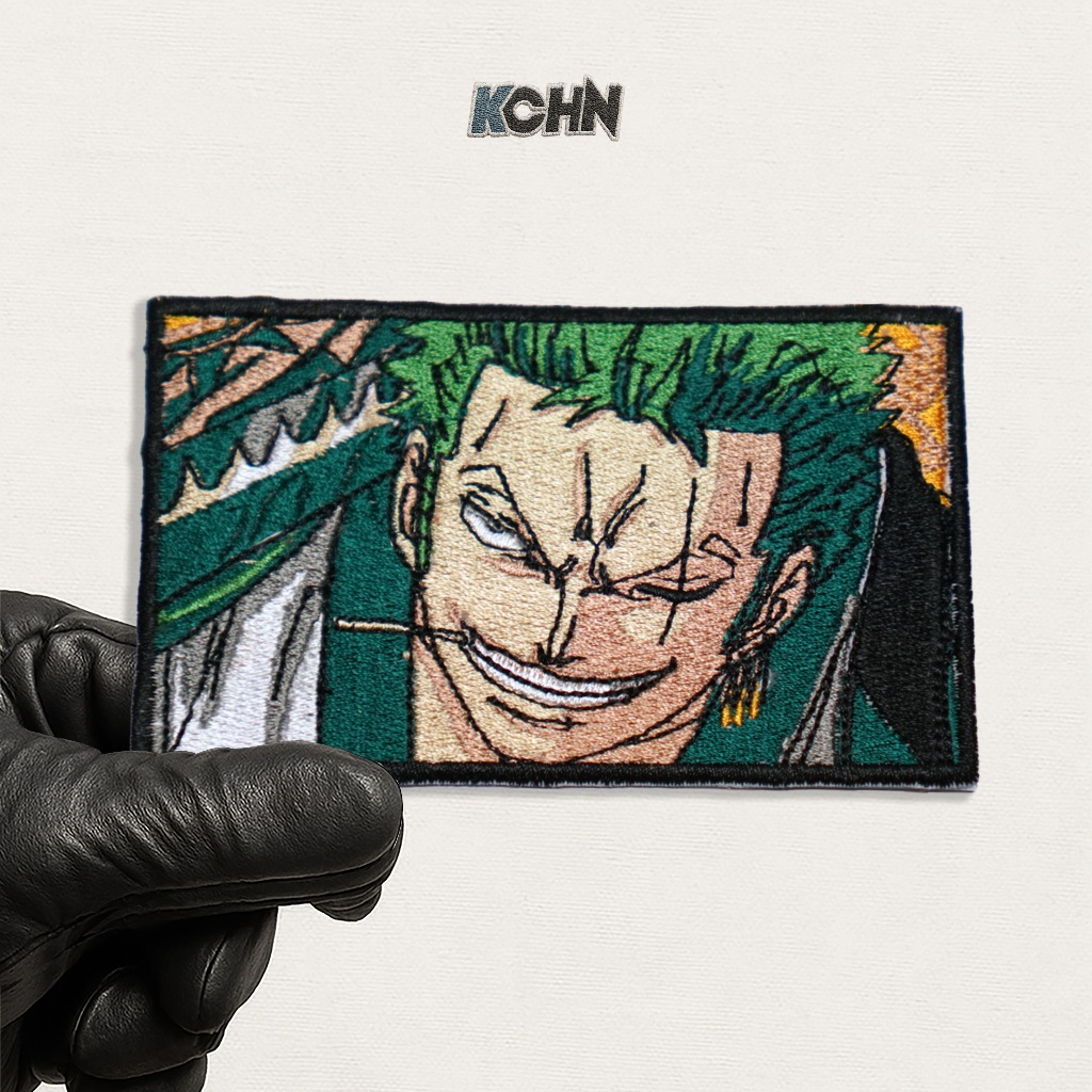 Zoro - Iron Patch Bordir OnePiece One Piece Roronoa Zoro Emblem Kaos Jaket Tas