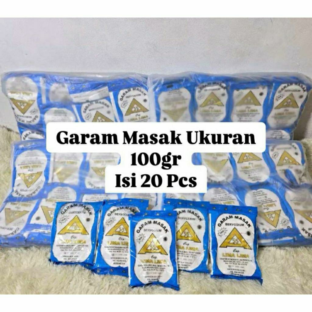 

20 Pcs Garam Masak Halus Beryoudium Termurah / garam Masak Dapur Beryoudium Kemasan 100gr