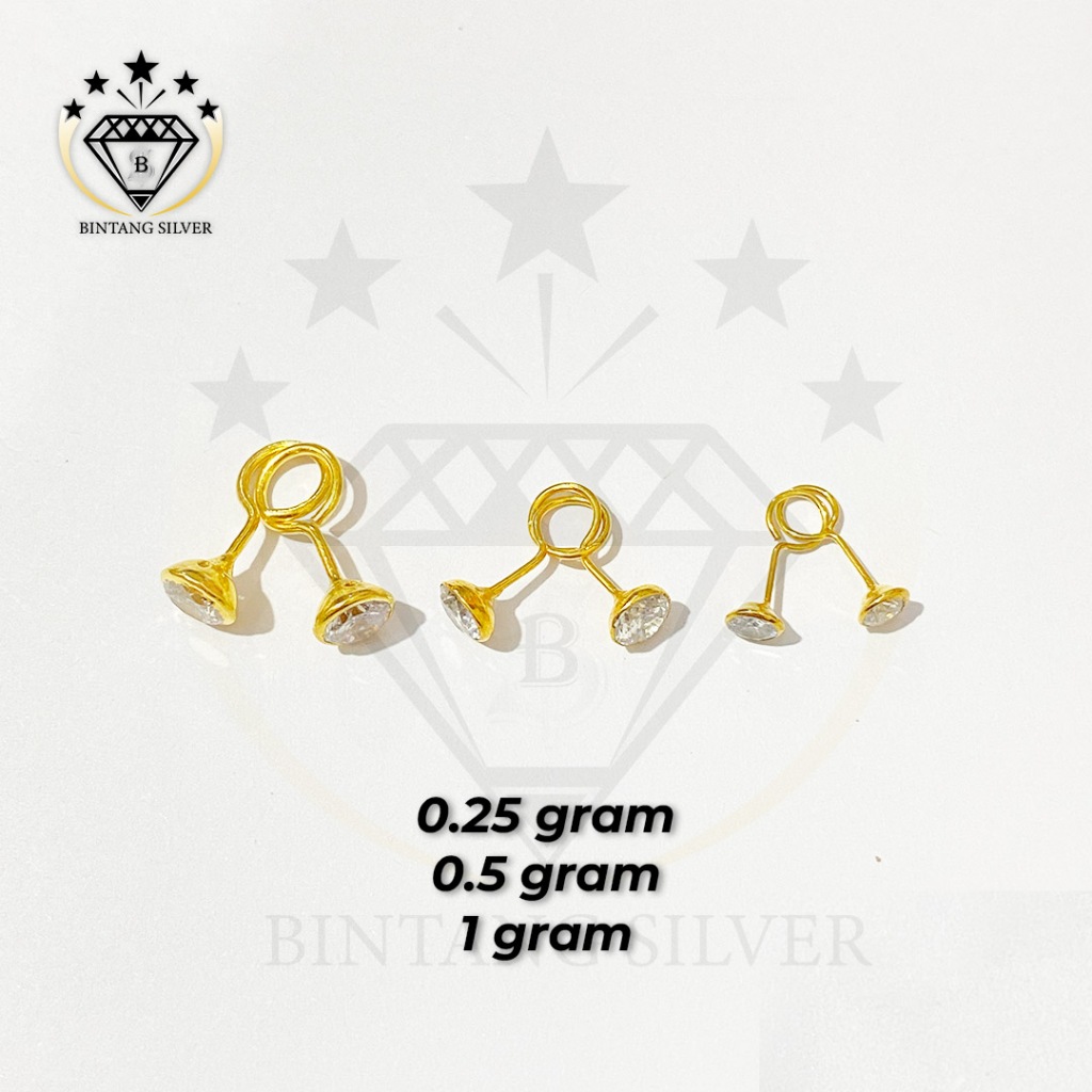 Anting Toge Giwang Tusuk Anak-Remaja-Dewasa  Lapis Emas Parak Asli Silver 925