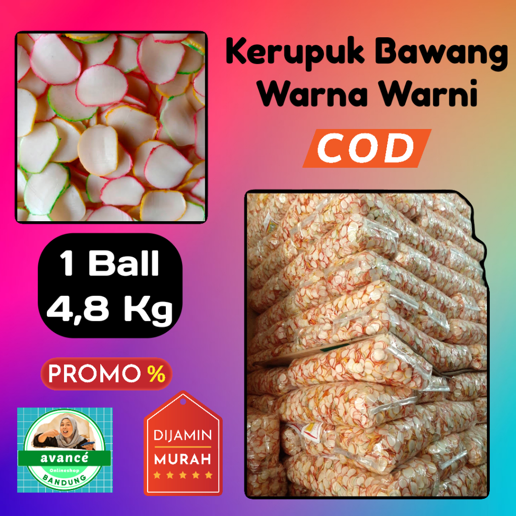 

Kerupuk Bawang Mentah Warna Warni 1 Ball (+- 4,8 Kg)