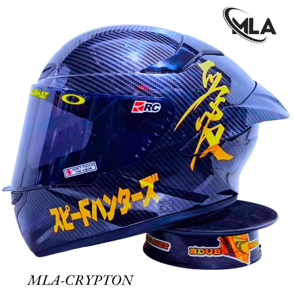 Helm full face TTC course TT course mla Carbon Kenji  paket ganteng spoiler 3D