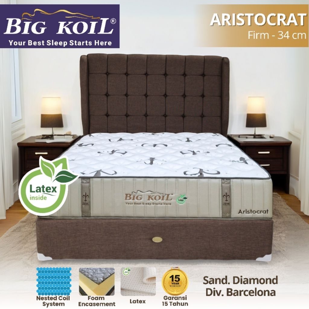 Kasur Matrass SpringBed SET Big Koil POCKET 5 ZONE LATEX Type ARISTOCRAT T34 By BIGLAND "PROMO"