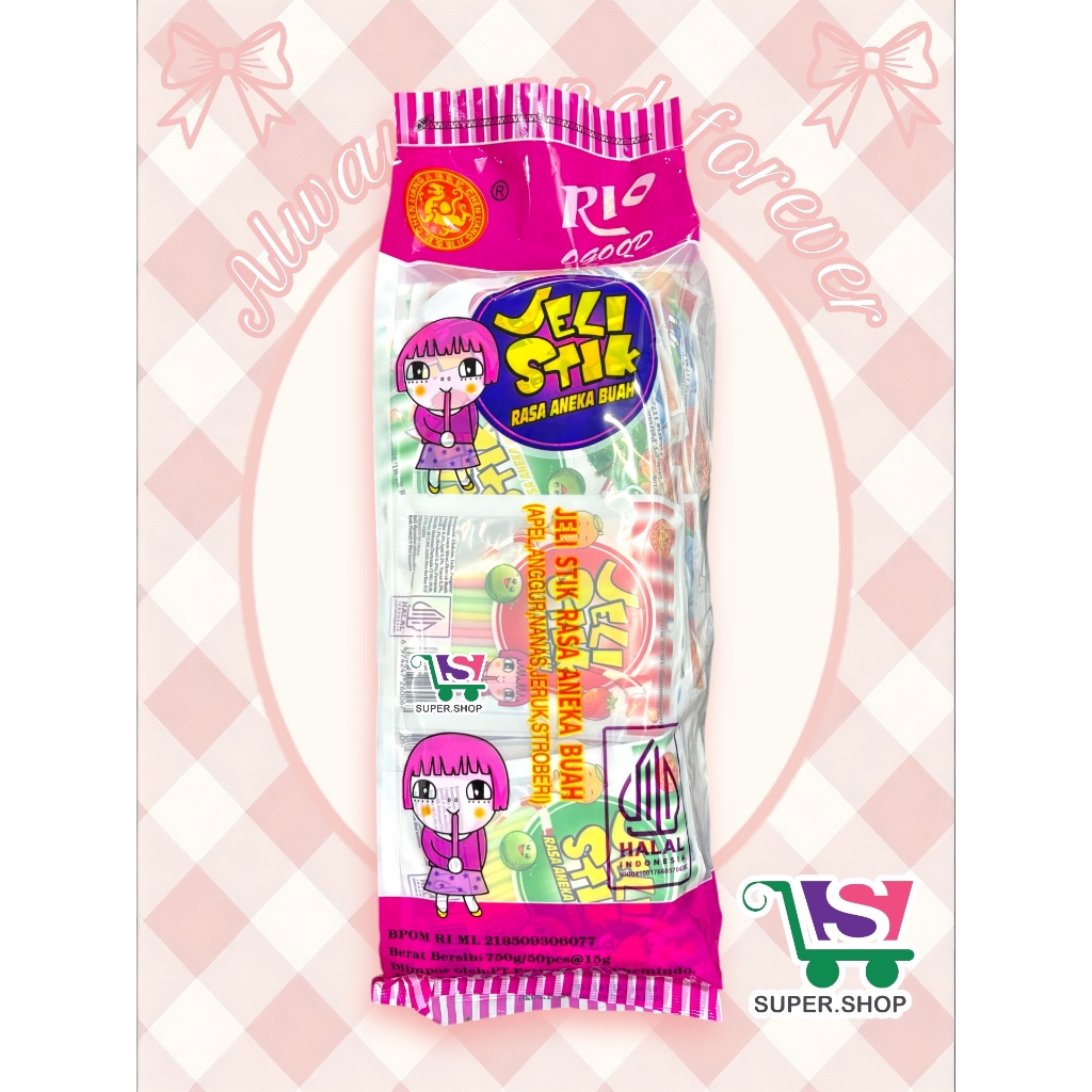 

Jeli Stik Aneka Buah Pendek Pack (isi 50 pcs)