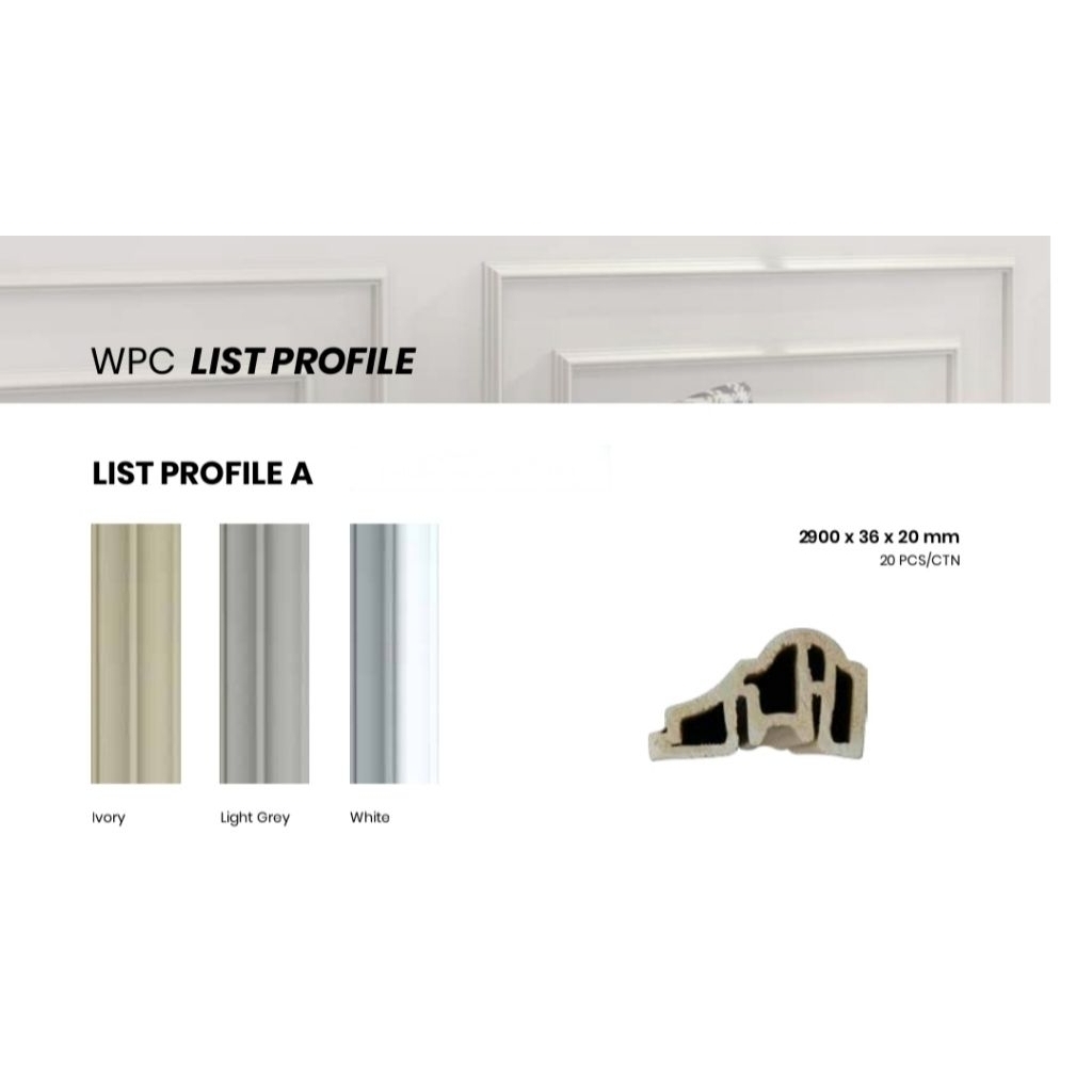 WPC LIST PROFILE MEREK ROSHAN TYPE LIST PROFILE A UKURAN 2900x36x20mm