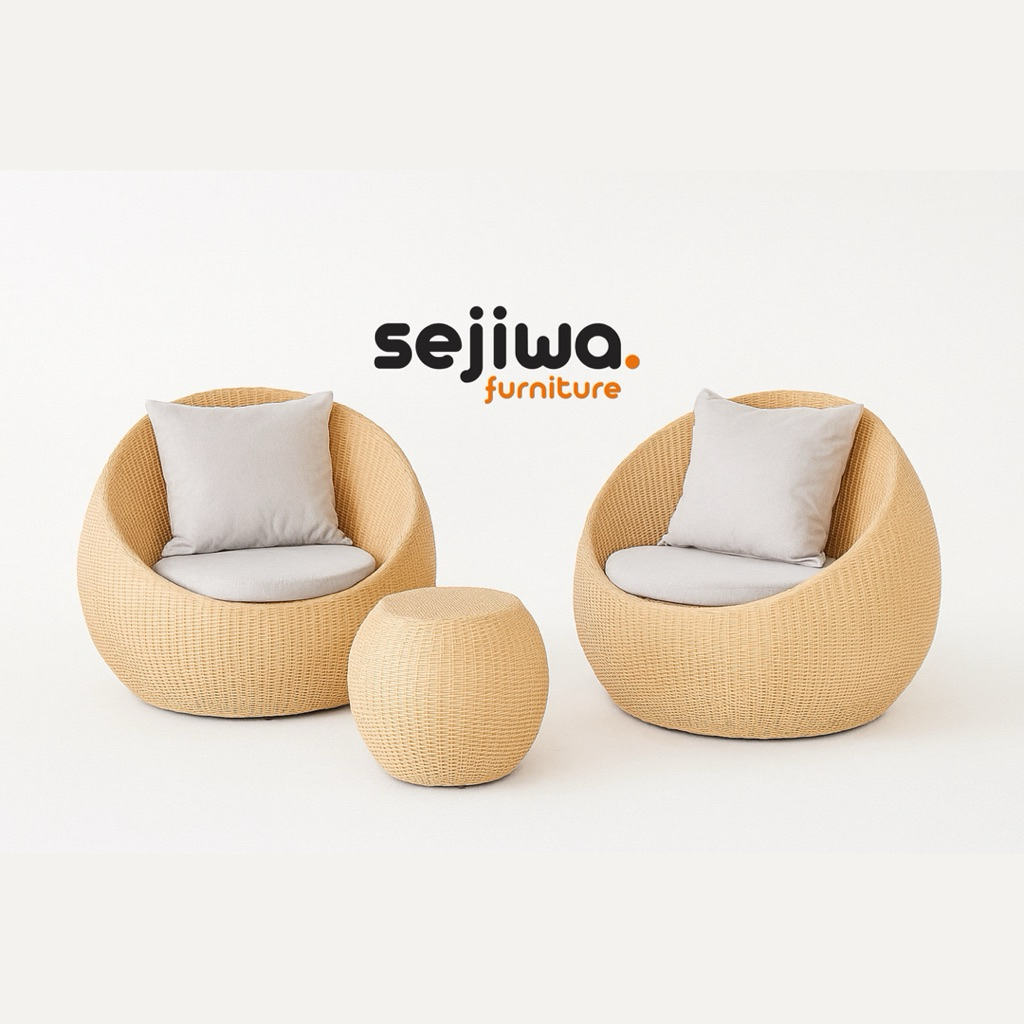 Set Kursi Teras Rotan Sintetis / Kursi Outdoor Rotan Sintetis / Meja Outdoor Rotan Sintetis