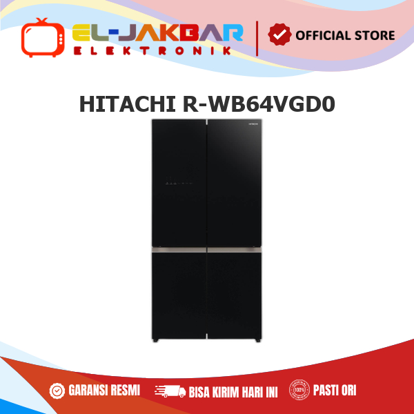 HITACHI R-WB64VGD0-GBK Kulkas Side By Side 569L French Bottom Freezer Deluxe R-WB64VGD0