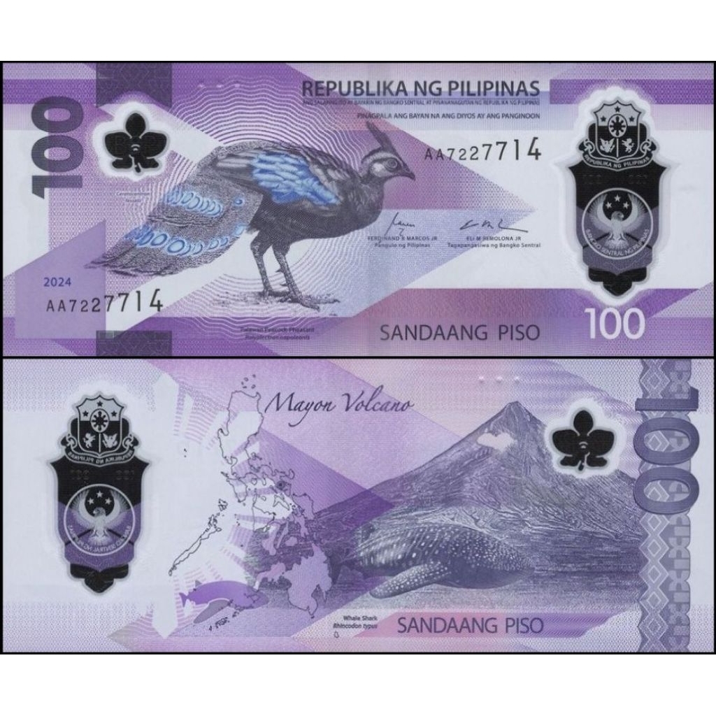 Pilipina Peso Uang Asing Kuno 100 Peso Polymer