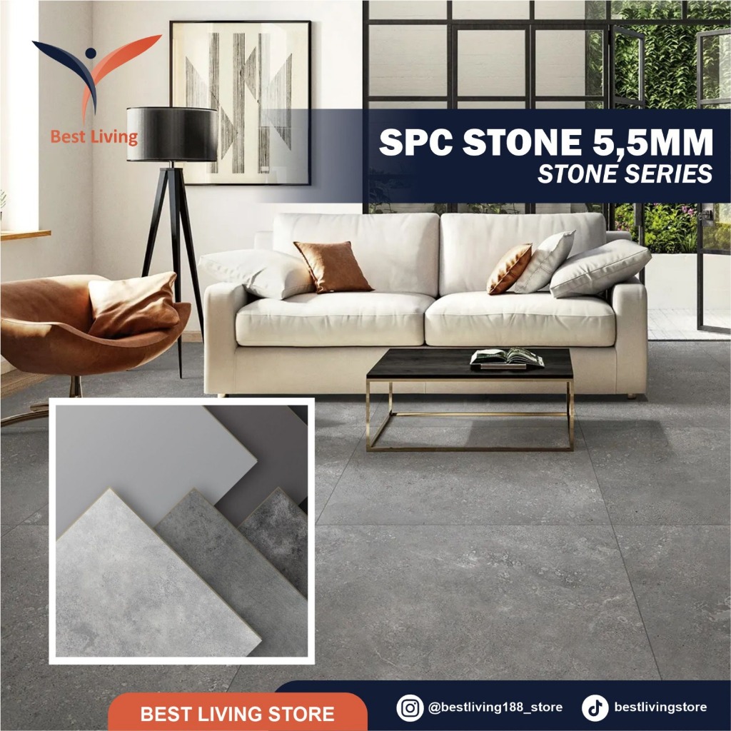 SPC STONE 5.5MM LANTAI SPC FlOORING BILLION STONE SERIES PREMIUM