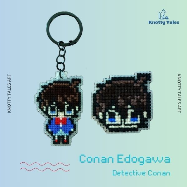 [Knotty] Conan Edogawa Gantungan Kunci Detektif Conan Cross Stitch
