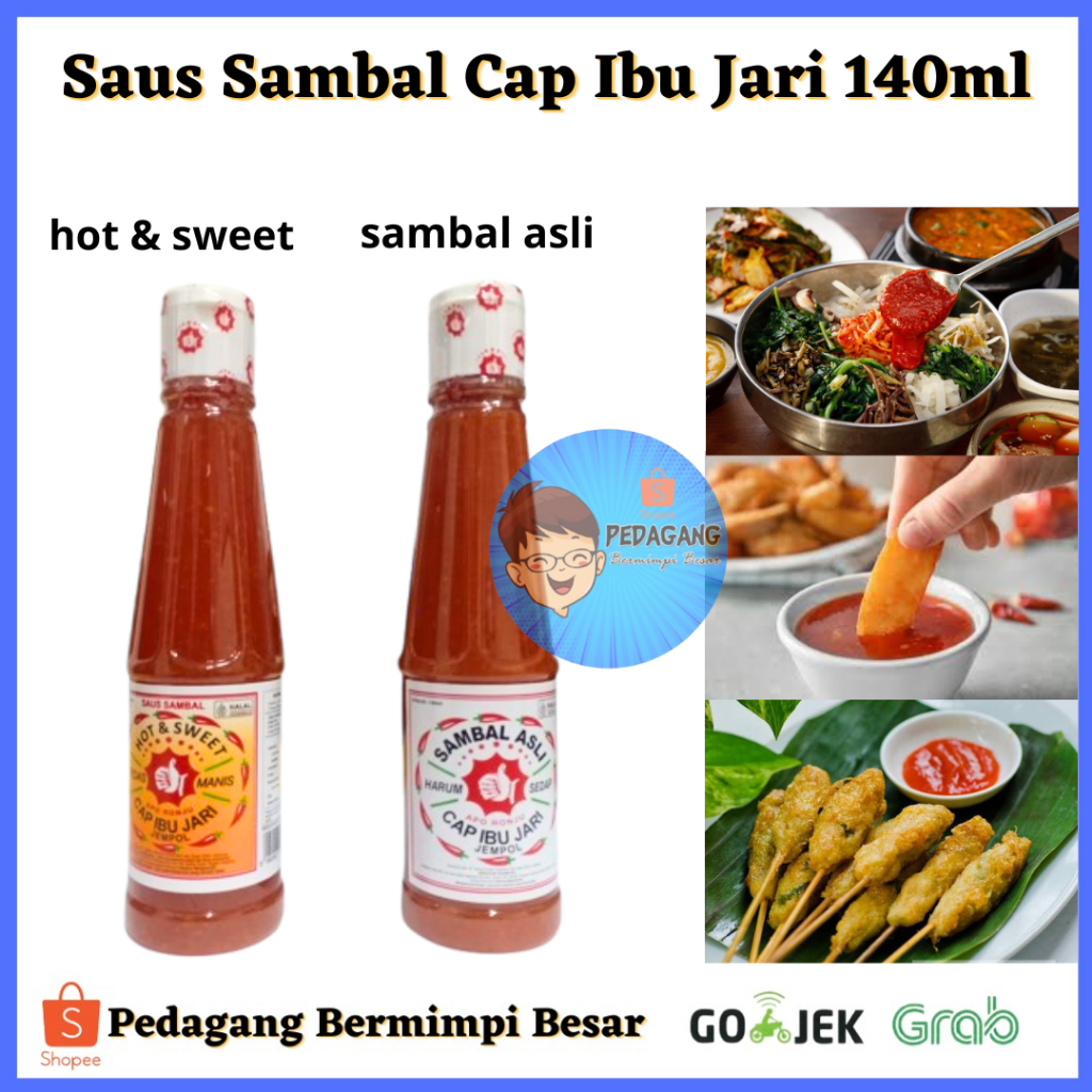 

Saus Sambal Cap Ibu Jari 140ml/ Sambel Asli Cap Ibu Jari /SAMBEL/SAMBAL/SAOS SAUS SAMBAL CAP JEMPOL IBU JARI/ Saus Sambail HALAL