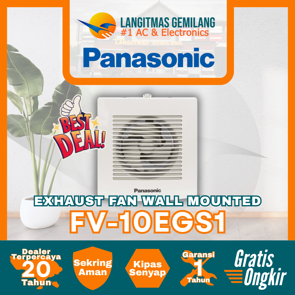 PANASONIC Exhaust Fan Wall Mounted FV-10EGS1
