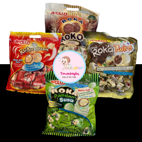 

Apollo Roka Wafer Ball 250gr isi 50pcs wafer bulat isi susu twins koko pandan susu berlapis cokelat