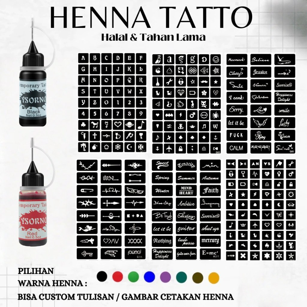 【COD】Henna Tato Halal Tahan Lama Bisa Custom Hena Kit 10ml / Warna Ekstrak Tumbuhan Alami Murni