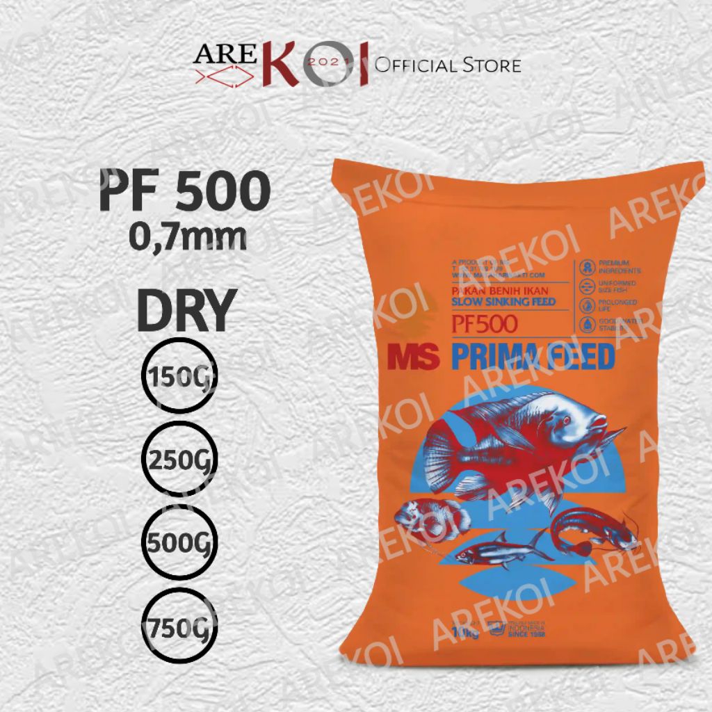 Pelet Pf500 Pakan Ikan Kecil Protein Tinggi/ Ikan koi koki mas gurame nila dll