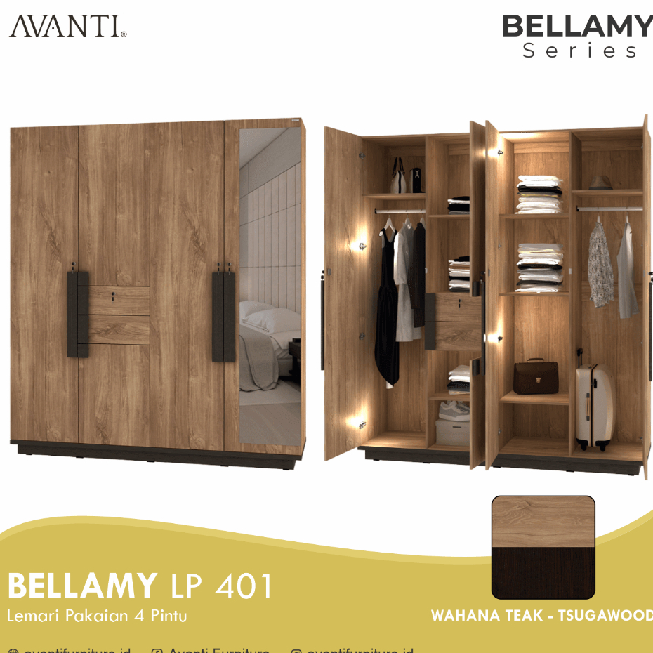 lemari activ avanti bellamy lp 401/lemari pakaian 4pintu