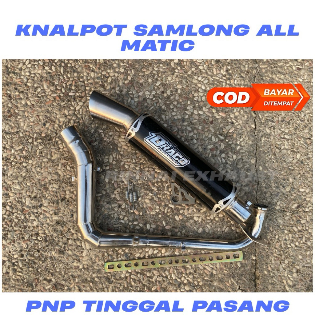 Knalpot SAMLONG RACING DRAKO PNP FREE BREKET beat vario scoopy mio fino all matic
