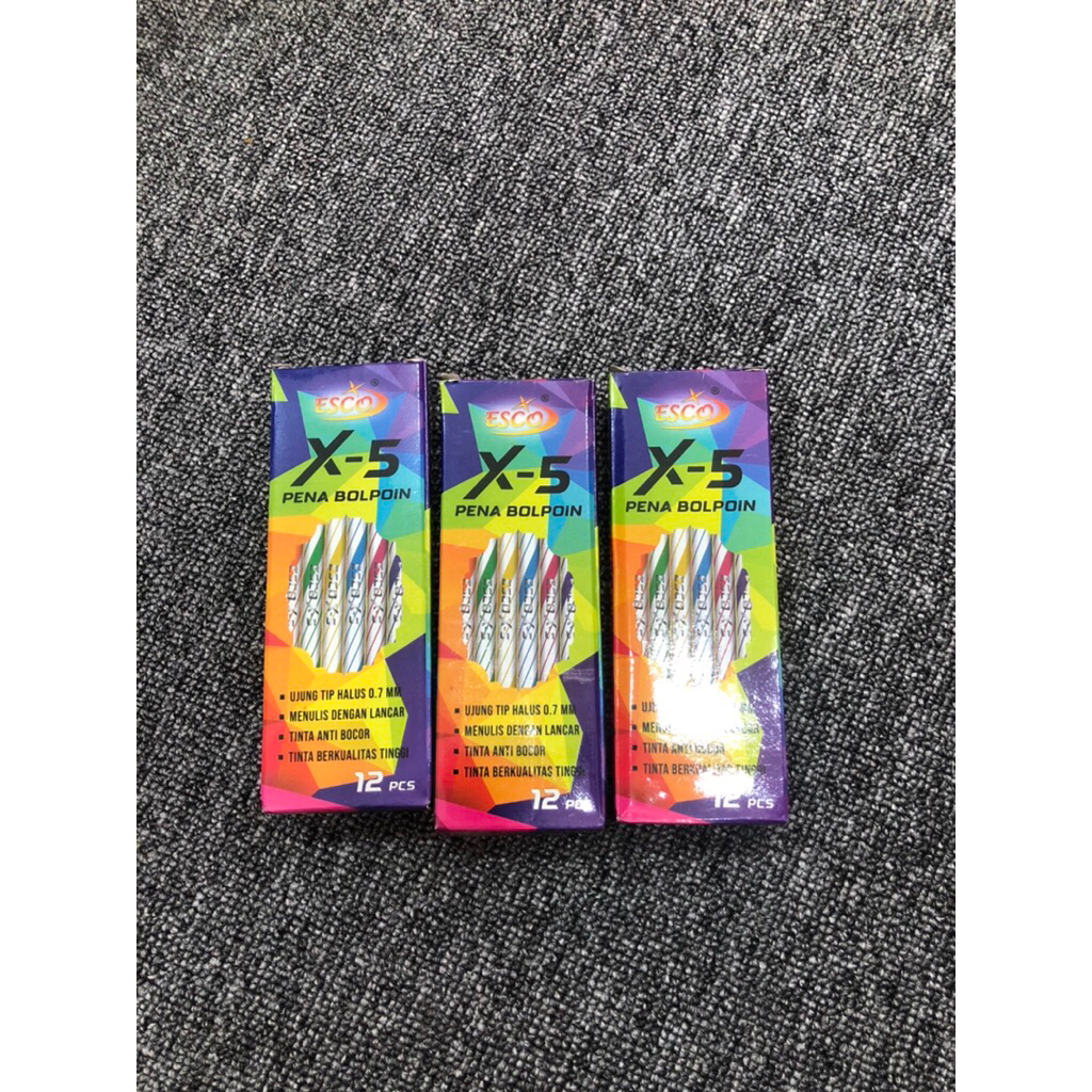 

BOLPOIN PEN ESCO X-5 TINTA HITAM - 12pcs/1ls