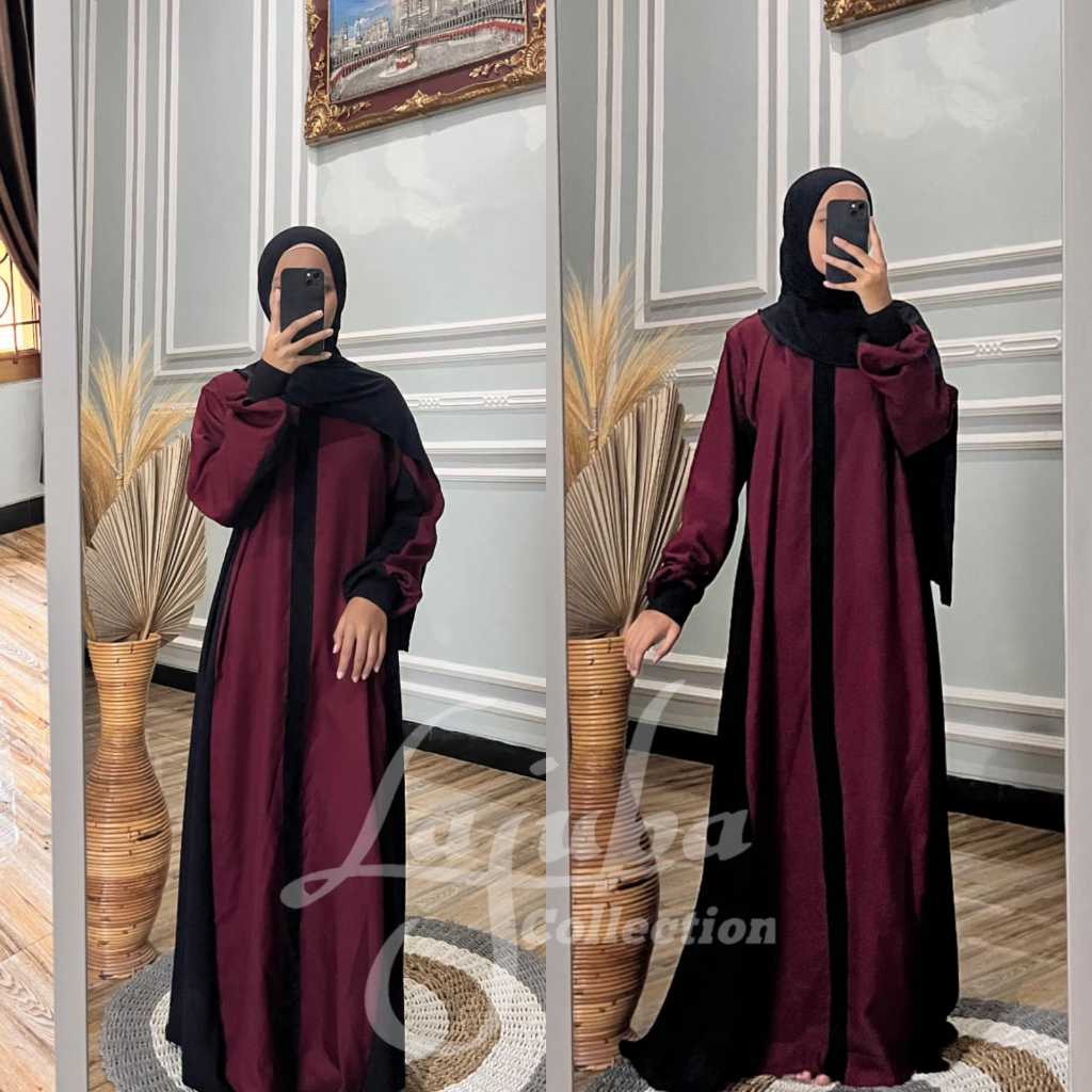 Murah Abaya garis 1 maron - busana muslim wanita -  jubah anak dan dewasa - abaya remaja arab saudi 