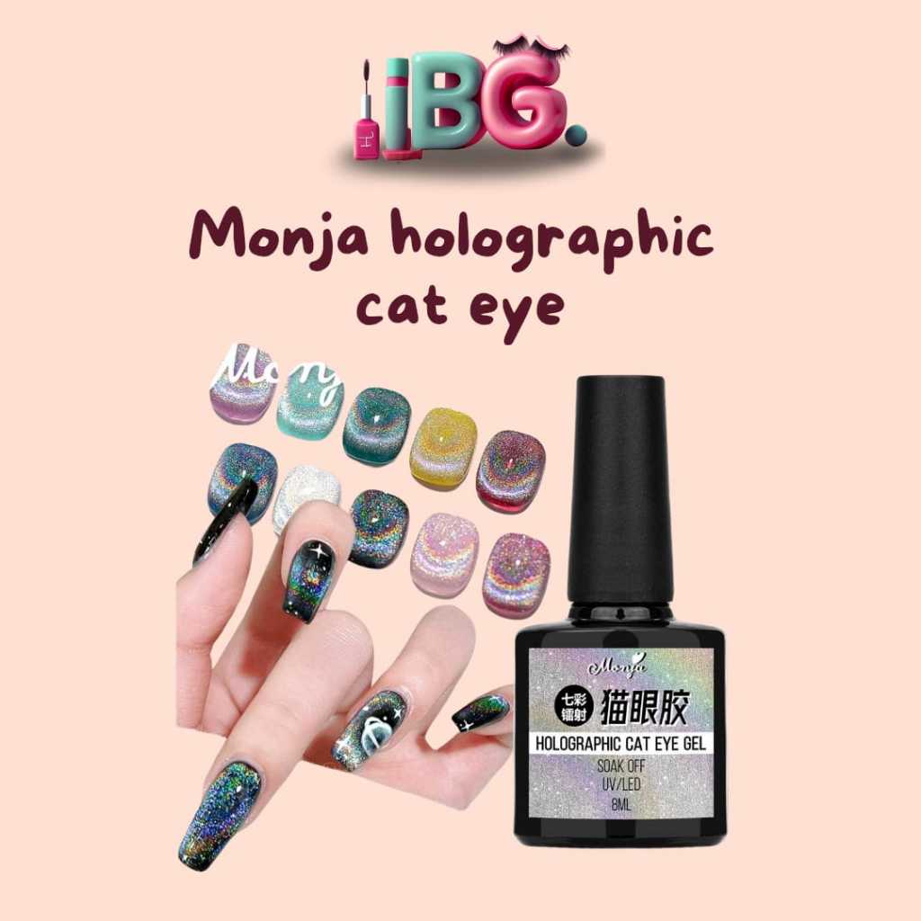 Monja Holographic Cat Eye Nail Gel Cat Eye Hologram Nail Art Cat Eye Hologram Monja Cat Eye Universa