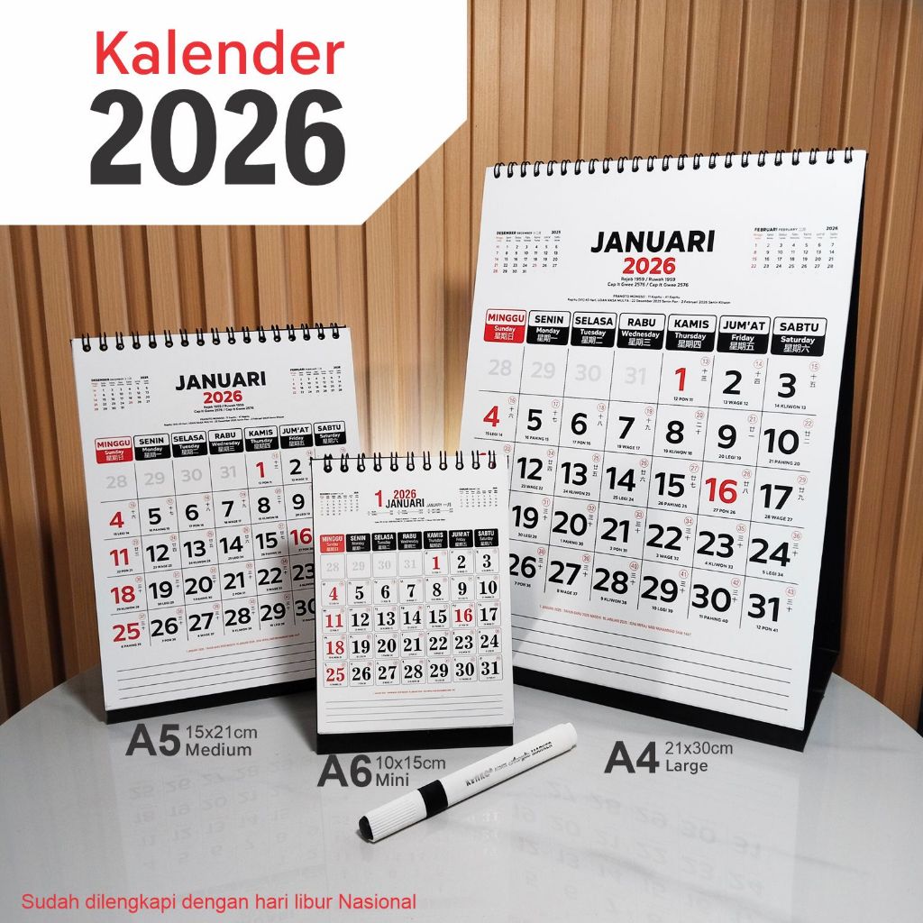 

Kalender 2026, MAS-77,KALENDER MEJA KALENDER KANTOR,dilengkapi dengan penaggalan Jawa,China
