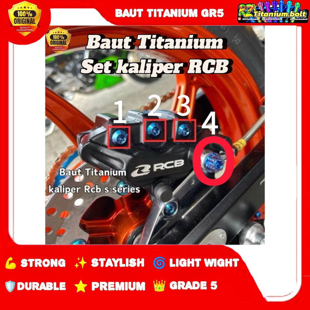 Titanium Probolt Baut kaliper RCB Baut Tojosan Kaliper RCB Grade 5 Banjo King Nut Thailand vietnam