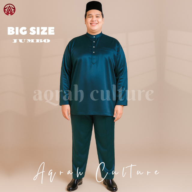 Big Size Setelan Baju Melayu Pria Modern Ukuran Jumbo Besar Pakaian Cekak Musang Teluk Belanga Koko 