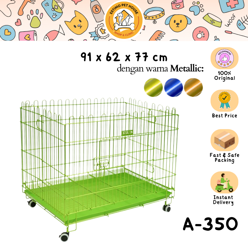 Kandang Anjing Kucing Pagar Atas Terbuka Metallic OCTAGON A-350