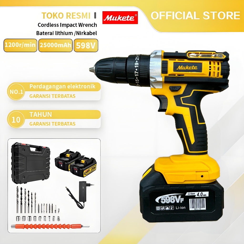 Mukete bor impact bor impact baterai bor batrai bor baterai Bor cas Mesin Bor Baterai Tangan