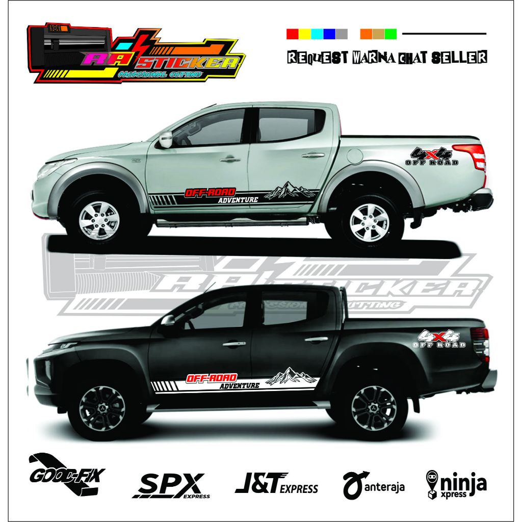 STIKER MOBIL TRITON STIKER CUTTING VARIASI LIST BODY SAMPING STRIPING OFFROAD ADVETURE 4X4 OFROAD KE