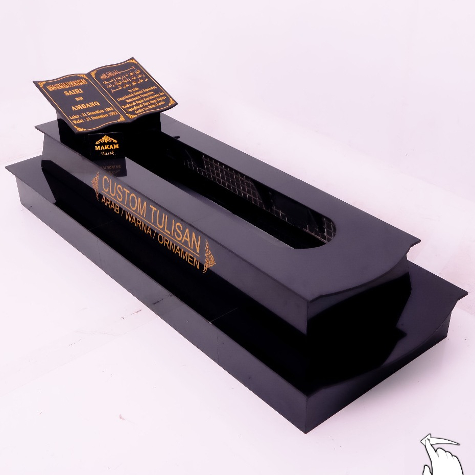 MAKAM TASIK - BATU NISAN - BADAN MAKAM BODY KIJING POLOS/BUKU  2 TRAP UKIR PINGGIRAN - S22 - FULL GR