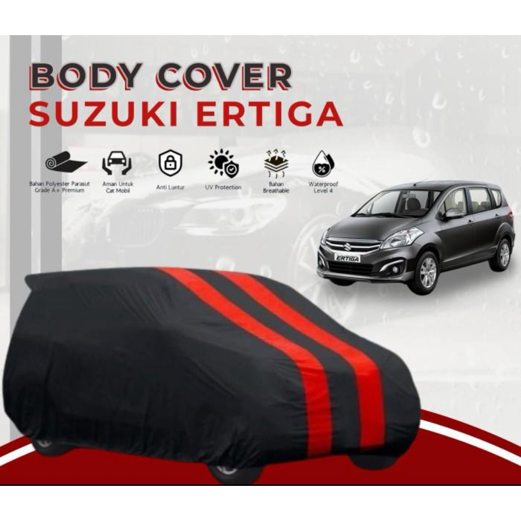 Body cover selimut mobil Ertiga merah hitam Premium