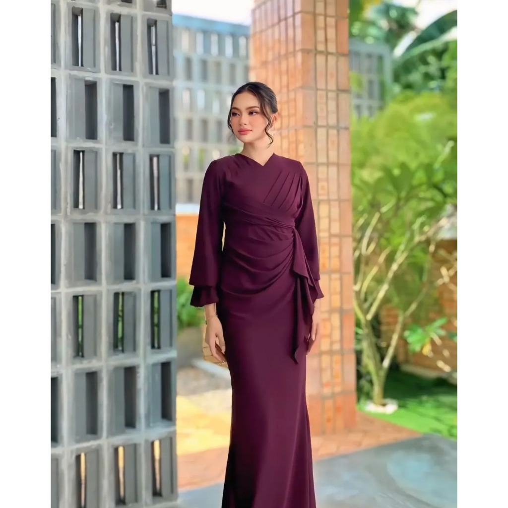 Gamis Kondangan Simple Elegan Model Terbaru Clara Maxy AF Size M L XL XXL XXXL Bahan Ceruty Babydoll