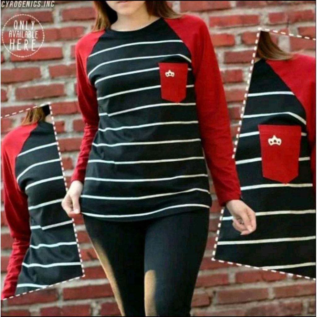 kaos raglan dewasa lengan panjang cewek