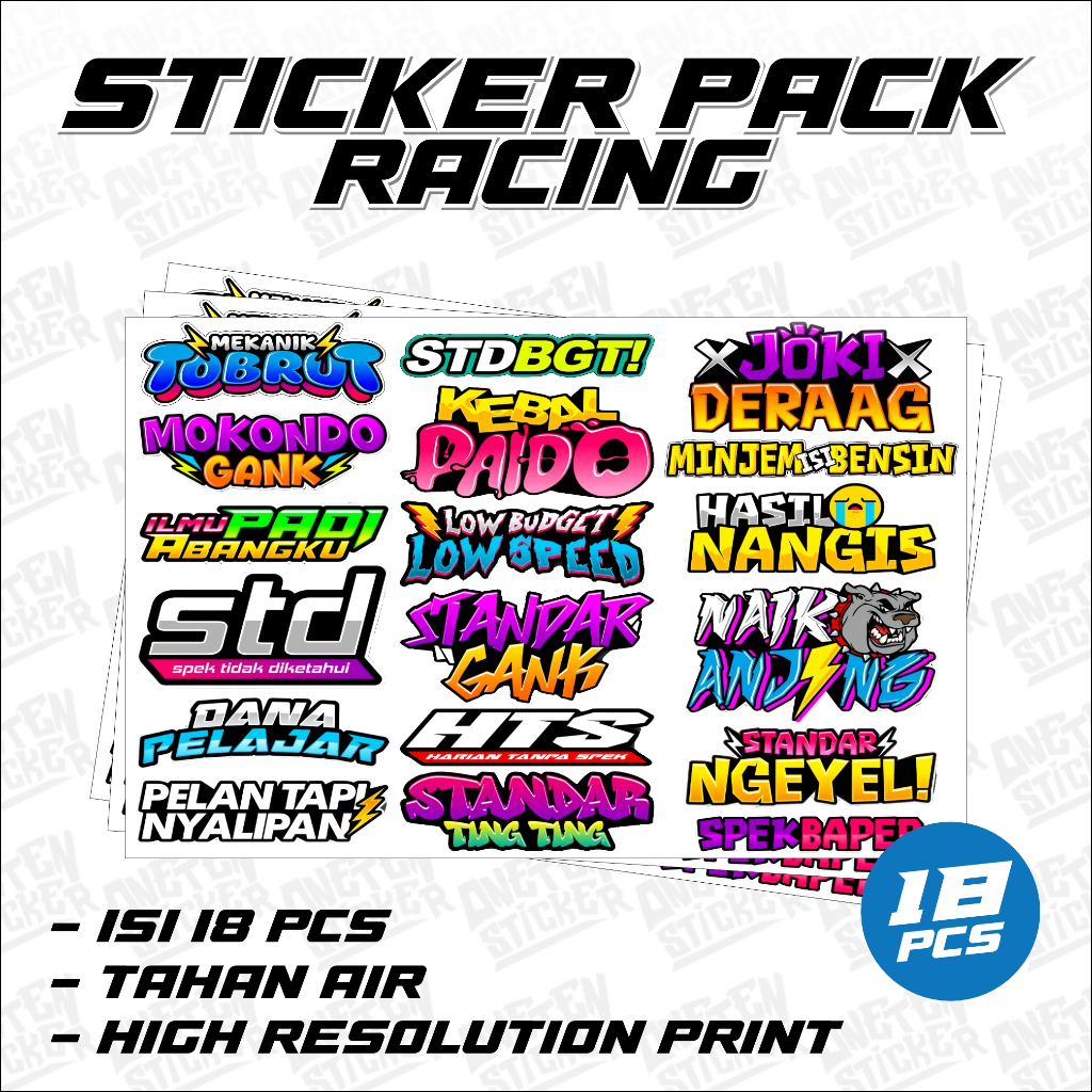 (18PCS) Stiker Pack Kata Kata Viral Racing Sticker Mekanik Tobrut Mokondo Gank STD Kebal Paido Low S