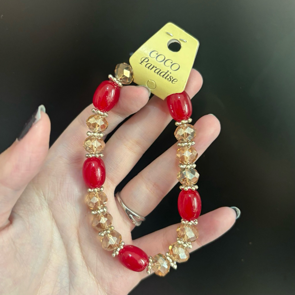 NEW gelang manik manik merah gold coco paradise