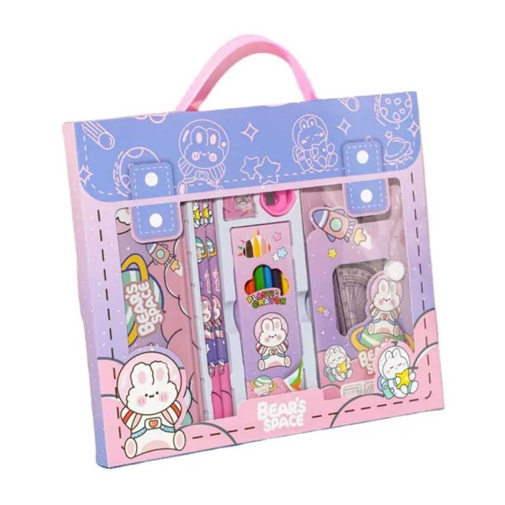 

D3W! Alat Tulis Set Lengkap 7in1 Stationary Karakter Kuromi Penggaris Rautan Pensil Box Pensil